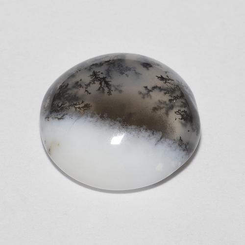 4.65캐럿 천연 여러 가지 빛깔의 흰색 덴드리틱 아게이트, 라운드 컷, 12.17 mm, 투명한