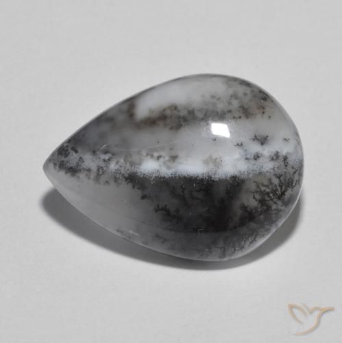 8.49ct 자연스러운 다색 수지상 마노, 배 모양, 투명한