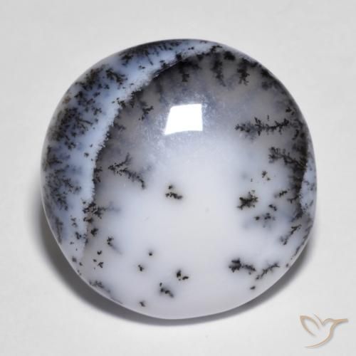 14.83캐럿 천연 다색 수지상 마노, 라운드 컷, 불투명체