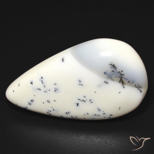 16.23ct 자연스러운 블랙과 화이트 수지상 마노, 배 모양, 투명한