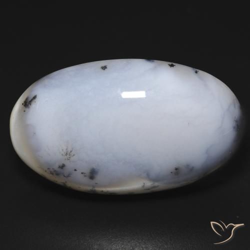 28.10ct 자연스러운 블랙과 화이트 수지상 마노, 타원형, 불투명체