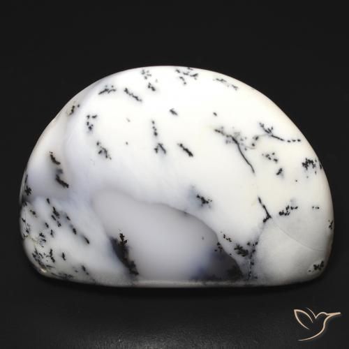 32.69ct 자연스러운 블랙과 화이트 수지상 마노, 팬시한, 불투명체
