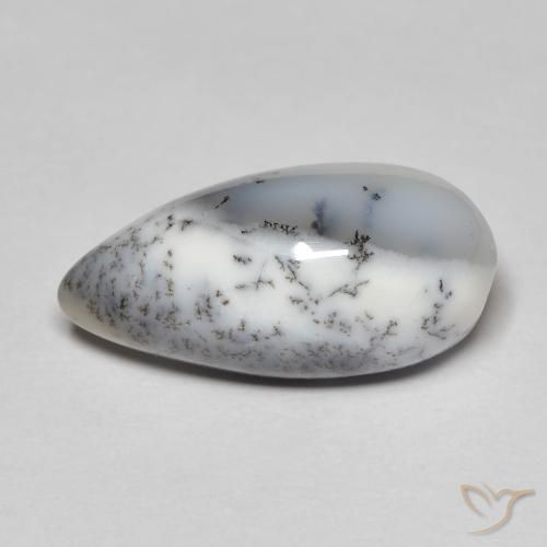 8.35ct 자연스러운 블랙과 화이트 수지상 마노, 배 모양, 불투명체