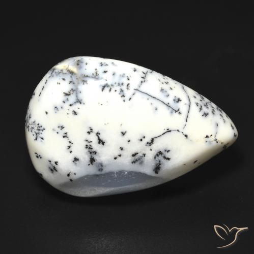 9.07ct 자연스러운 블랙과 화이트 수지상 마노, 배 모양, 투명한