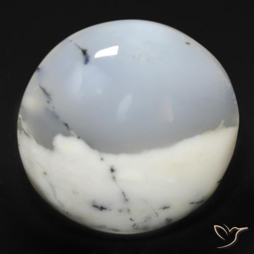 25.49ct 자연스러운 블랙과 화이트 수지상 마노, 둥근, 투명한
