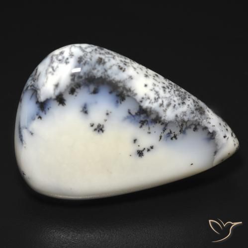 19.68ct 자연스러운 블랙과 화이트 수지상 마노, 배 모양, 불투명체