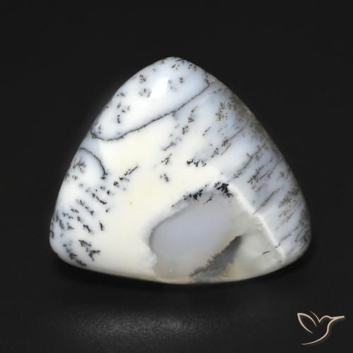 9.21ct 자연스러운 블랙과 화이트 수지상 마노, 일조, 불투명체, Photo A