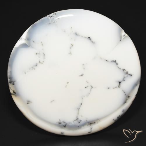 112.10ct 자연스러운 블랙과 화이트 수지상 마노, 둥근, 불투명체