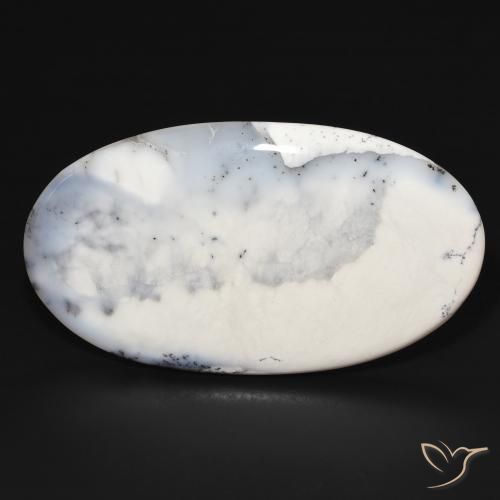 109.22ct 자연스러운 블랙과 화이트 수지상 마노, 타원형, 불투명체