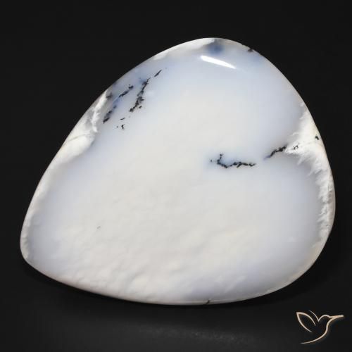 60.01ct 자연스러운 블랙과 화이트 수지상 마노, 배 모양, 불투명체