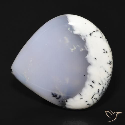 62.65ct 자연스러운 블랙과 화이트 수지상 마노, 배 모양, 투명한