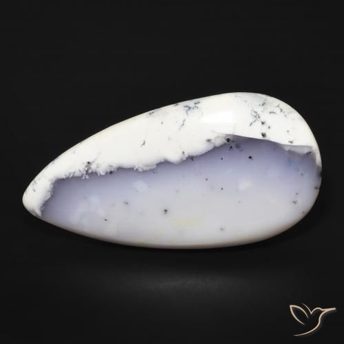 43.66ct 자연스러운 블랙과 화이트 수지상 마노, 배 모양, 불투명체