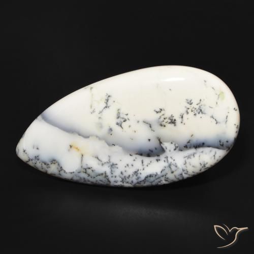 53.84ct 자연스러운 블랙과 화이트 수지상 마노, 배 모양, 불투명체
