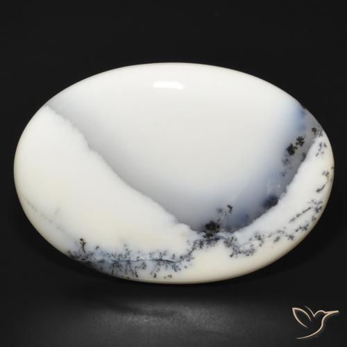 83.43ct 자연스러운 블랙과 화이트 수지상 마노, 타원형, 불투명체