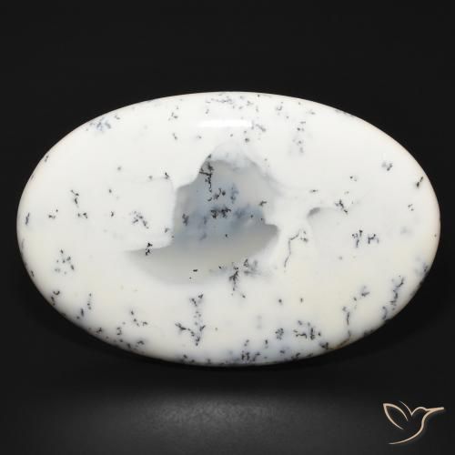 88.08ct 자연스러운 블랙과 화이트 수지상 마노, 타원형, 불투명체