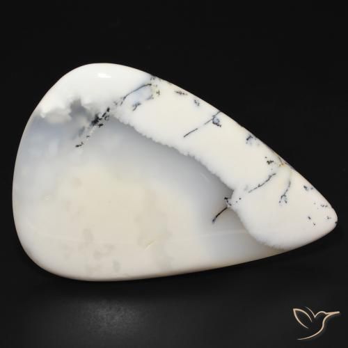 113.87ct 자연스러운 블랙과 화이트 수지상 마노, 배 모양, 불투명체