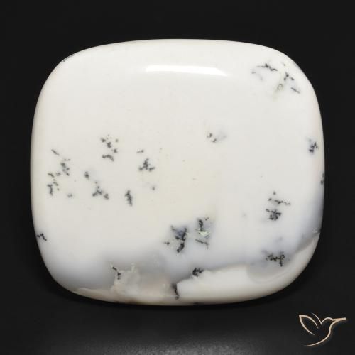 43.27ct 자연스러운 블랙과 화이트 수지상 마노, 방석, 불투명체
