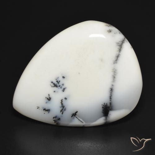 31.45ct 자연스러운 블랙과 화이트 수지상 마노, 배 모양, 불투명체