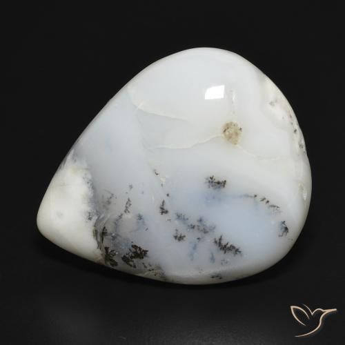 20.76ct 자연스러운 블랙과 화이트 수지상 마노, 배 모양, 불투명체