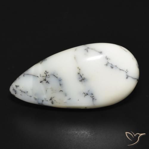 11.14ct 자연스러운 블랙과 화이트 수지상 마노, 배 모양, 불투명체