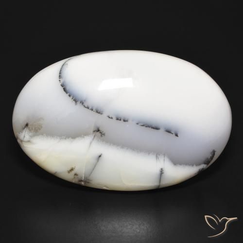 54.75ct 자연스러운 블랙과 화이트 수지상 마노, 타원형, 불투명체