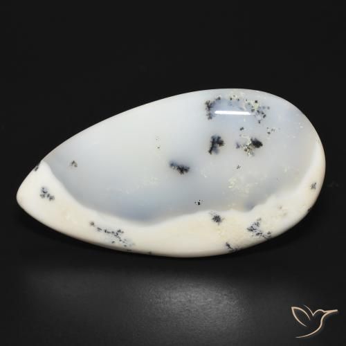 32.04ct 자연스러운 블랙과 화이트 수지상 마노, 배 모양, 불투명체