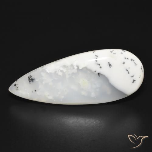 20.07ct 자연스러운 블랙과 화이트 수지상 마노, 배 모양, 투명한