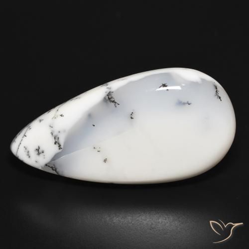 34.01ct 자연스러운 블랙과 화이트 수지상 마노, 배 모양, 불투명체