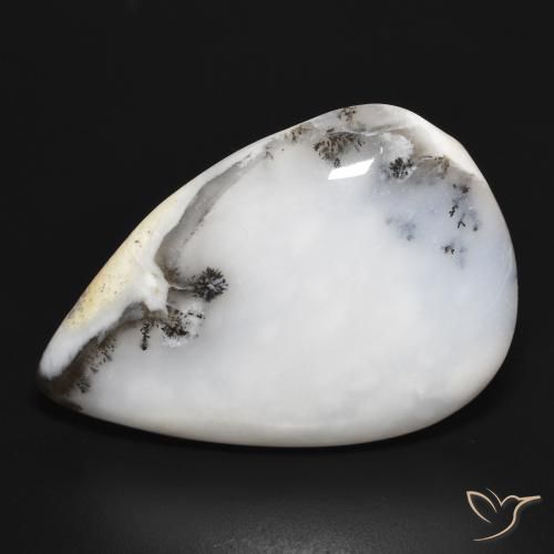 29.80ct 자연스러운 블랙과 화이트 수지상 마노, 배 모양, 불투명체