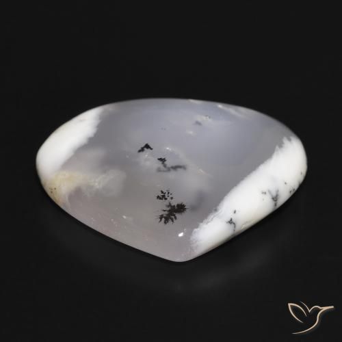 17.98캐럿 천연 블랙과 화이트 수지상 마노, 배 모양, 투명한