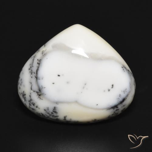 11.88ct 자연스러운 블랙과 화이트 수지상 마노, 배 모양, 불투명체