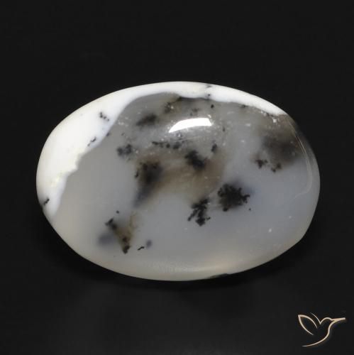 10.81ct 자연스러운 블랙과 화이트 수지상 마노, 타원형, 투명한