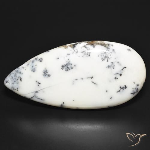 52.47ct 자연스러운 여러 가지 빛깔의 흰색 수지상 마노, 배 모양, 불투명체