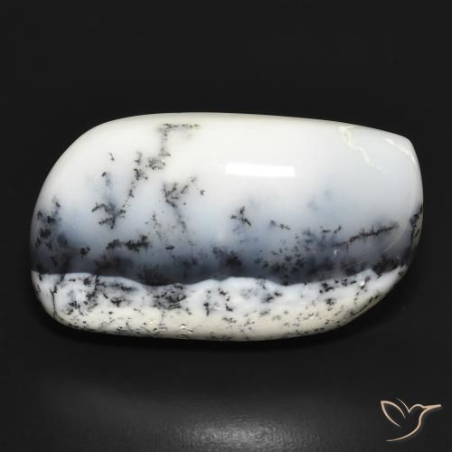 30.95ct 자연스러운 블랙과 화이트 수지상 마노, 팬시한, 불투명체