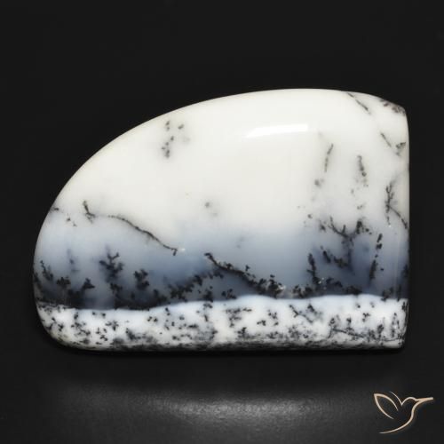 37.40ct 자연스러운 블랙과 화이트 수지상 마노, 팬시한, 불투명체