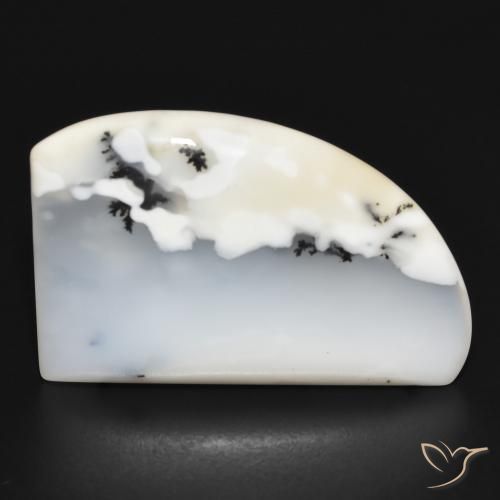 21.77ct 자연스러운 블랙과 화이트 수지상 마노, 팬시한, 불투명체
