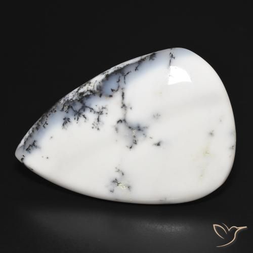 36.87ct 자연스러운 블랙과 화이트 수지상 마노, 배 모양, 불투명체