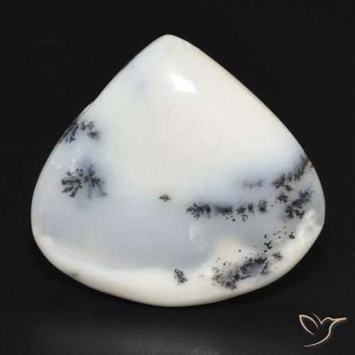 18.86ct 자연스러운 블랙과 화이트 수지상 마노, 배 모양, 불투명체