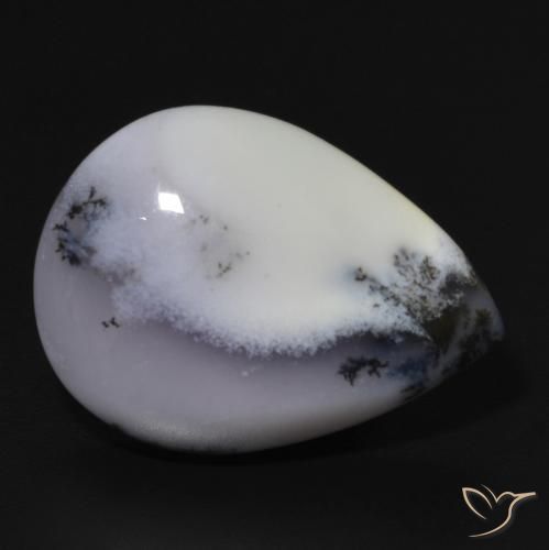 11.82ct 자연스러운 블랙과 화이트 수지상 마노, 배 모양, 불투명체