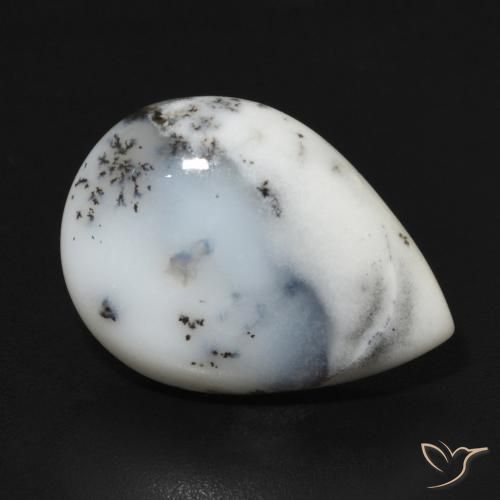 9.19ct 자연스러운 블랙과 화이트 수지상 마노, 배 모양, 불투명체