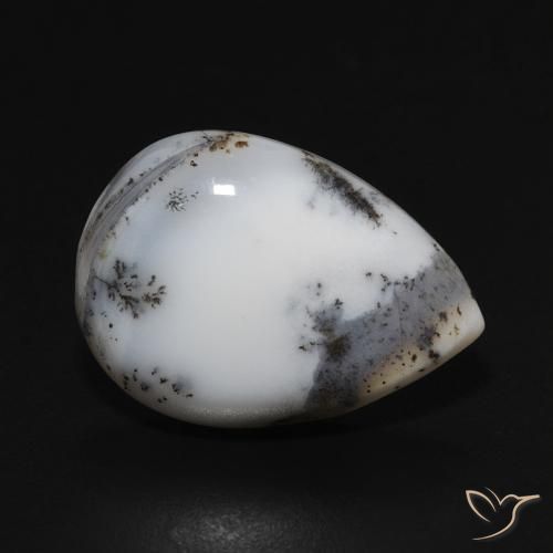 8.28ct 자연스러운 블랙과 화이트 수지상 마노, 배 모양, 불투명체