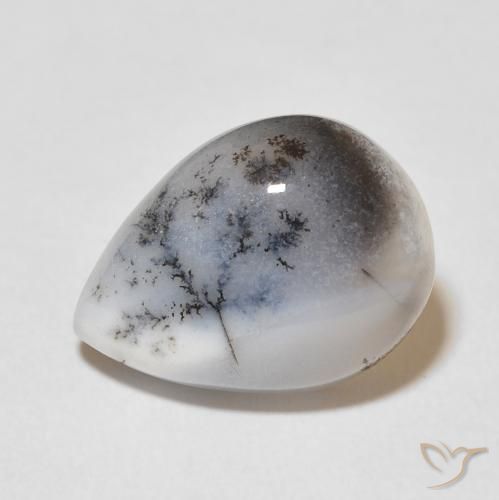 8.31ct 자연스러운 여러 가지 빛깔의 흰색 수지상 마노, 배 모양, 불투명체