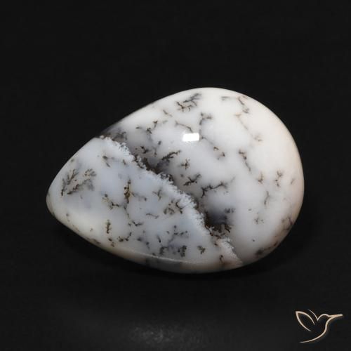 4.00ct 자연스러운 여러 가지 빛깔의 흰색 수지상 마노, 배 모양, 불투명체