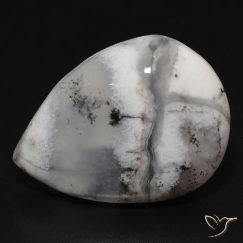11.50ct 자연스러운 블랙과 화이트 수지상 마노, 배 모양, 불투명체