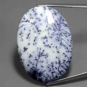 53.63캐럿 천연 멀티컬러 덴드리틱 칼세도니, 타원형 컷, 42.6×30.7 mm, 불투명체