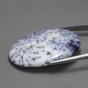 53.63캐럿 천연 멀티컬러 덴드리틱 칼세도니, 타원형 컷, 42.6×30.7 mm, 불투명체