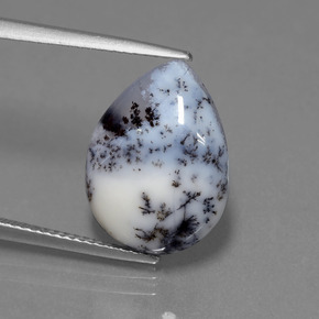 6.56캐럿 천연 멀티컬러 덴드리틱 칼세도니, 배 모양, 16.4×12.4 mm, 투명한