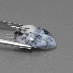6.56캐럿 천연 멀티컬러 덴드리틱 칼세도니, 배 모양, 16.4×12.4 mm, 투명한
