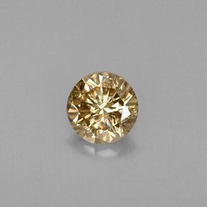 0.42캐럿 천연 골든 브라운 다이아몬드, 라운드 컷, 4.70 mm, VS-SI