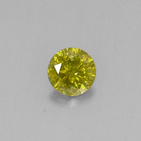 0.17캐럿 천연 녹빛 옐로우 다이아몬드, 라운드 컷, 3.52 mm, SI